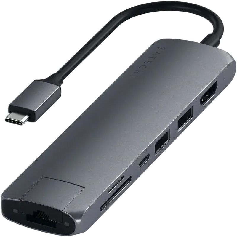 Адаптер Satechi Aluminum Type-C Slim Multi-Port with Ethernet Adapter Space Gray